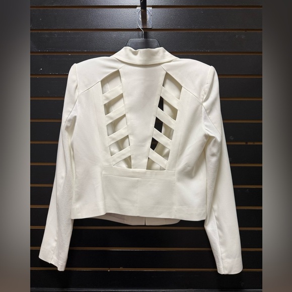 BCBG Max Azria “Milan” Cutout Back Blazer Jacket Off White Size L NWT - Picture 3 of 3